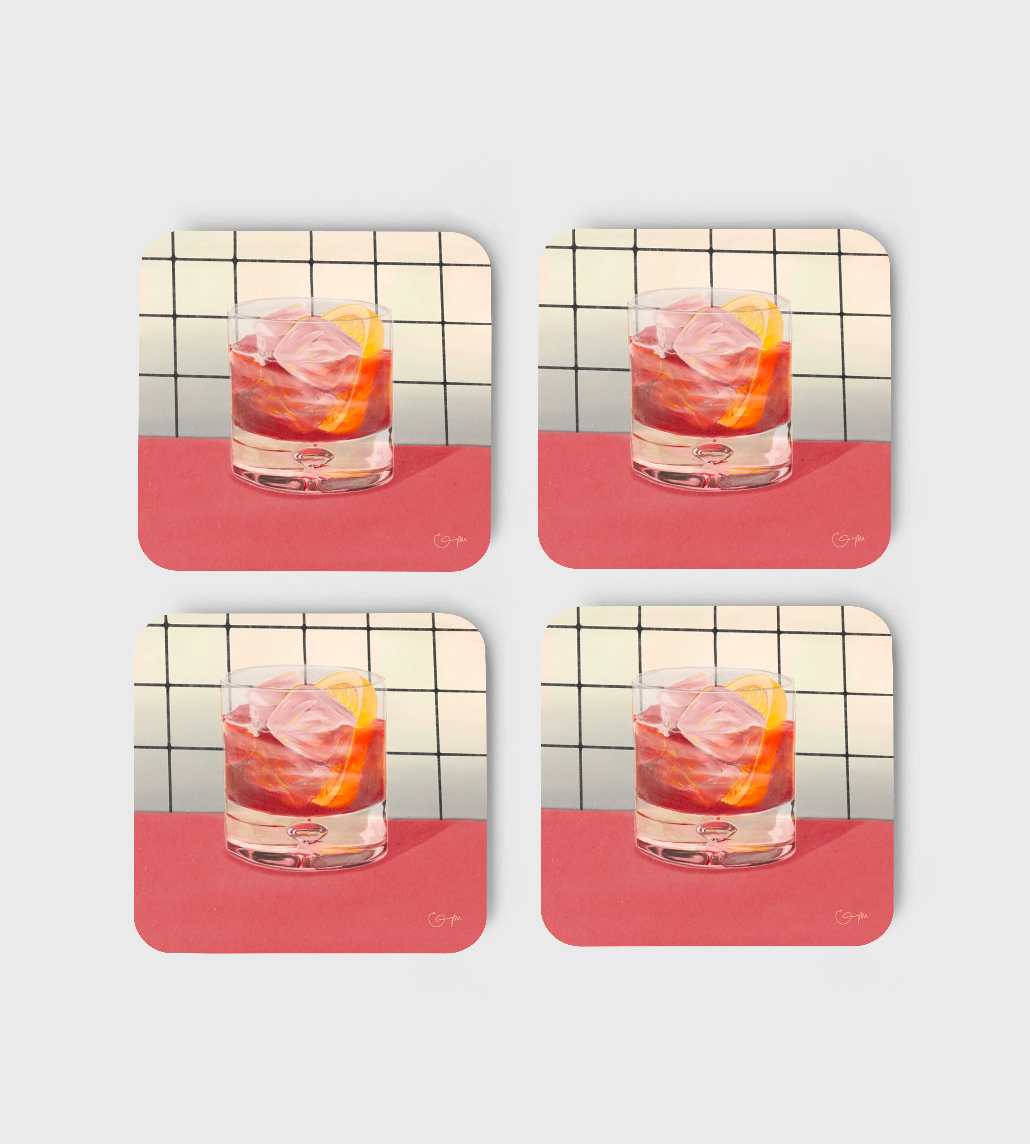 Elin PK Coasters 4-pack Old Fashioned Red