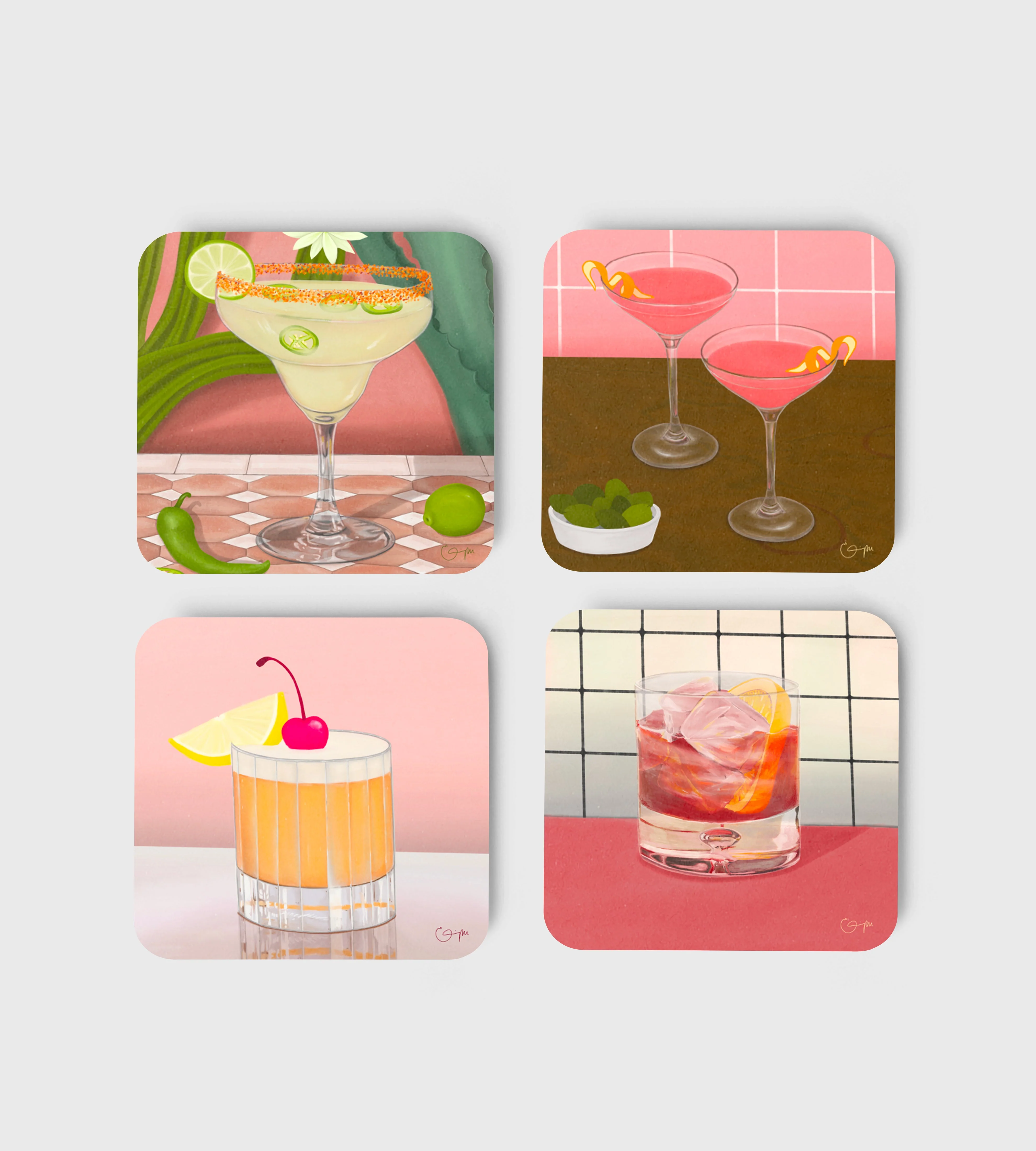 Elin PK Coasters 4-pack mixed pink