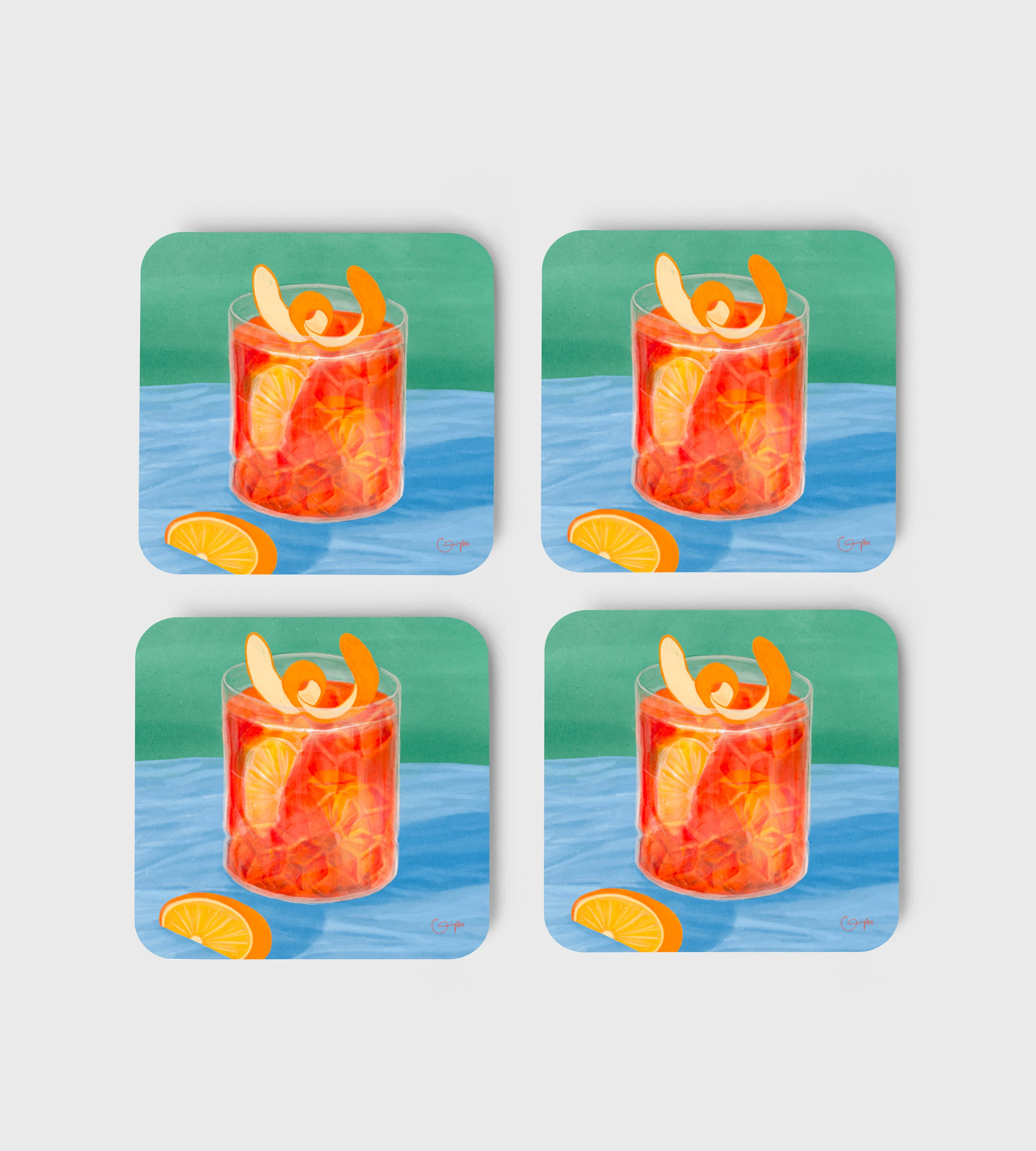 Elin PK Coasters 4-pack Negroni
