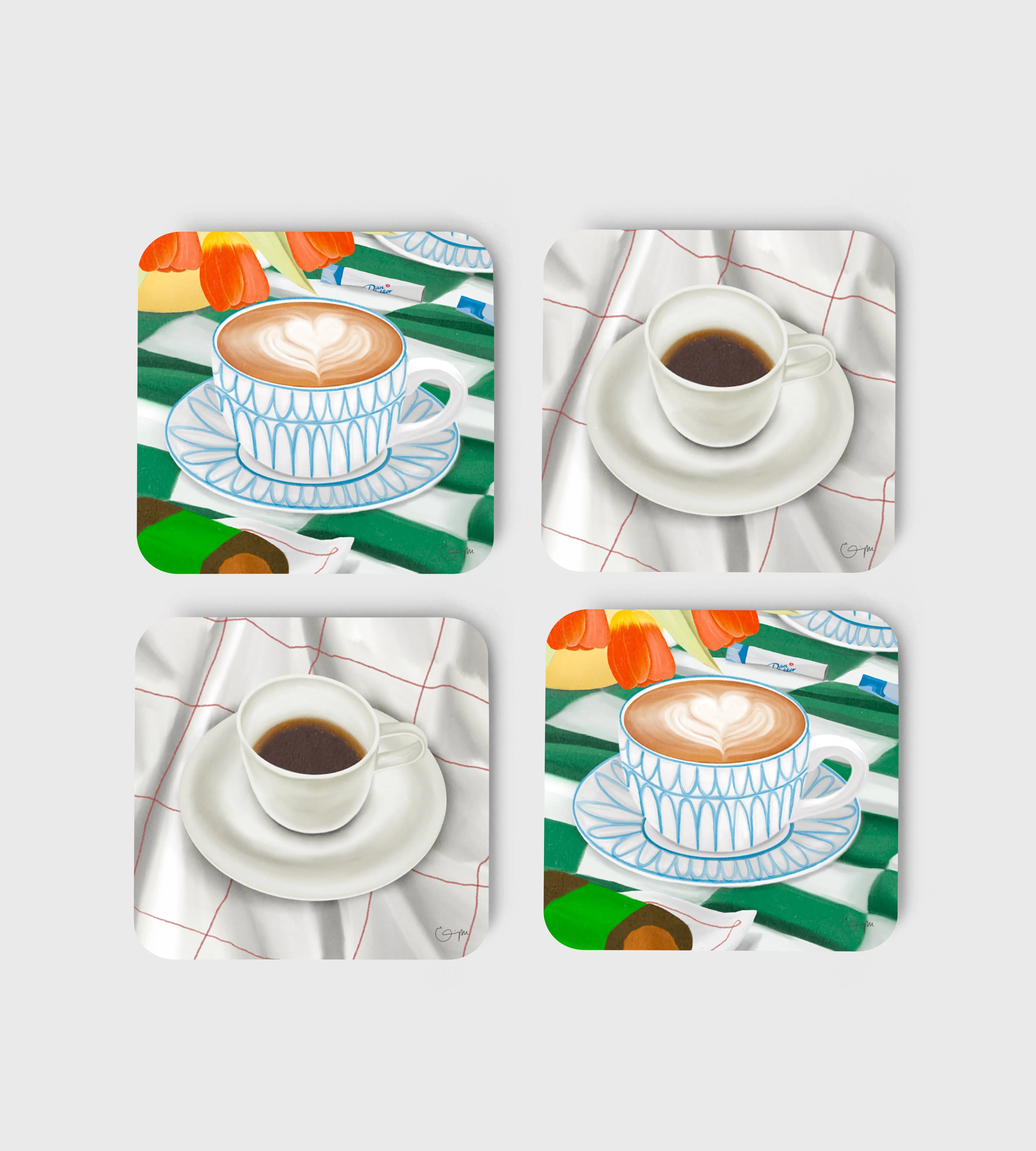 Elin PK Coasters 4-pack mixed Coffee/Cappuccino