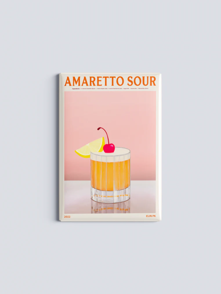 Kylskåpsmagnet Amaretto Sour 8x5 cm