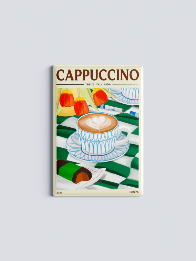 Kylskåpsmagnet Cappuccino 8x5 cm