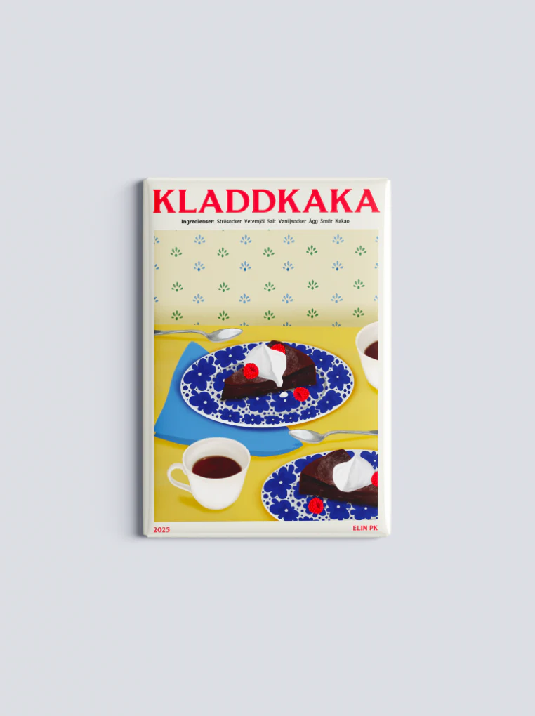 Kylskåpsmagnet Kladdkaka 8x5 cm