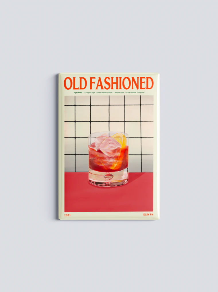 Kylskåpsmagnet Old Fashioned 8x5 cm