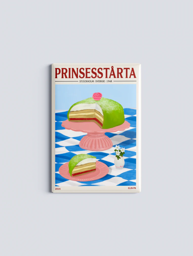 Kylskåpsmagnet Prinsesstårta 8x5 cm