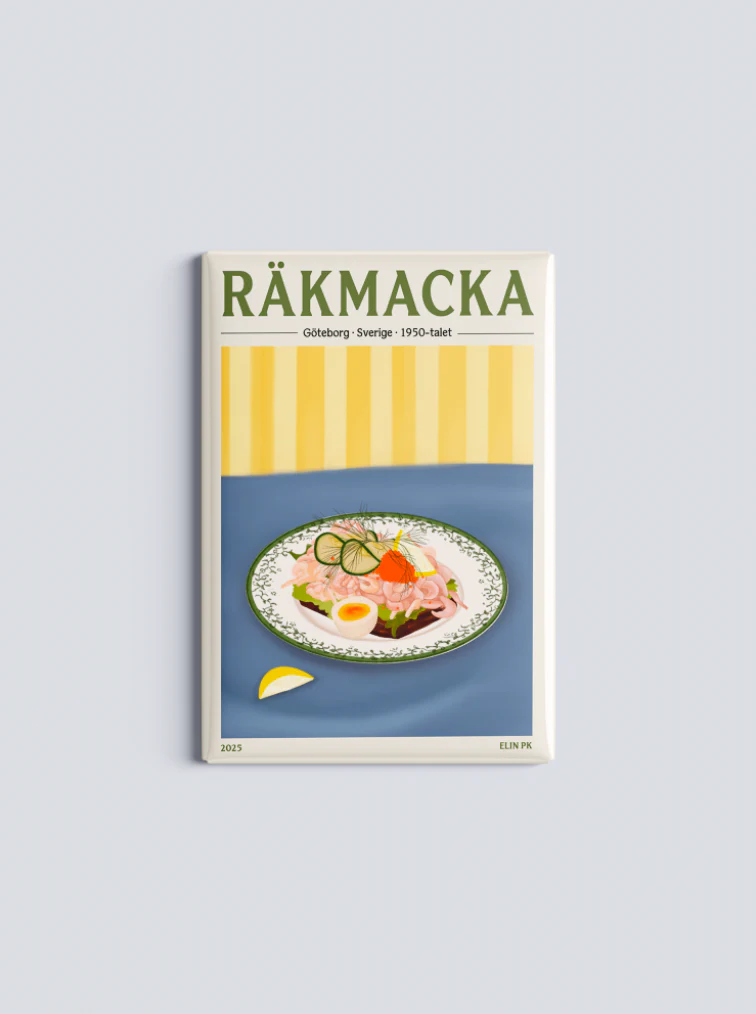 Kylskåpsmagnet Räkmacka 8x5 cm