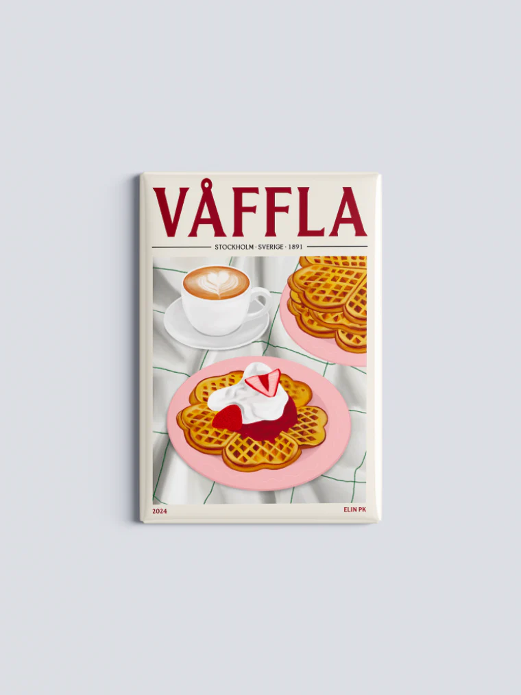 Kylskåpsmagnet Våffla 8x5 cm